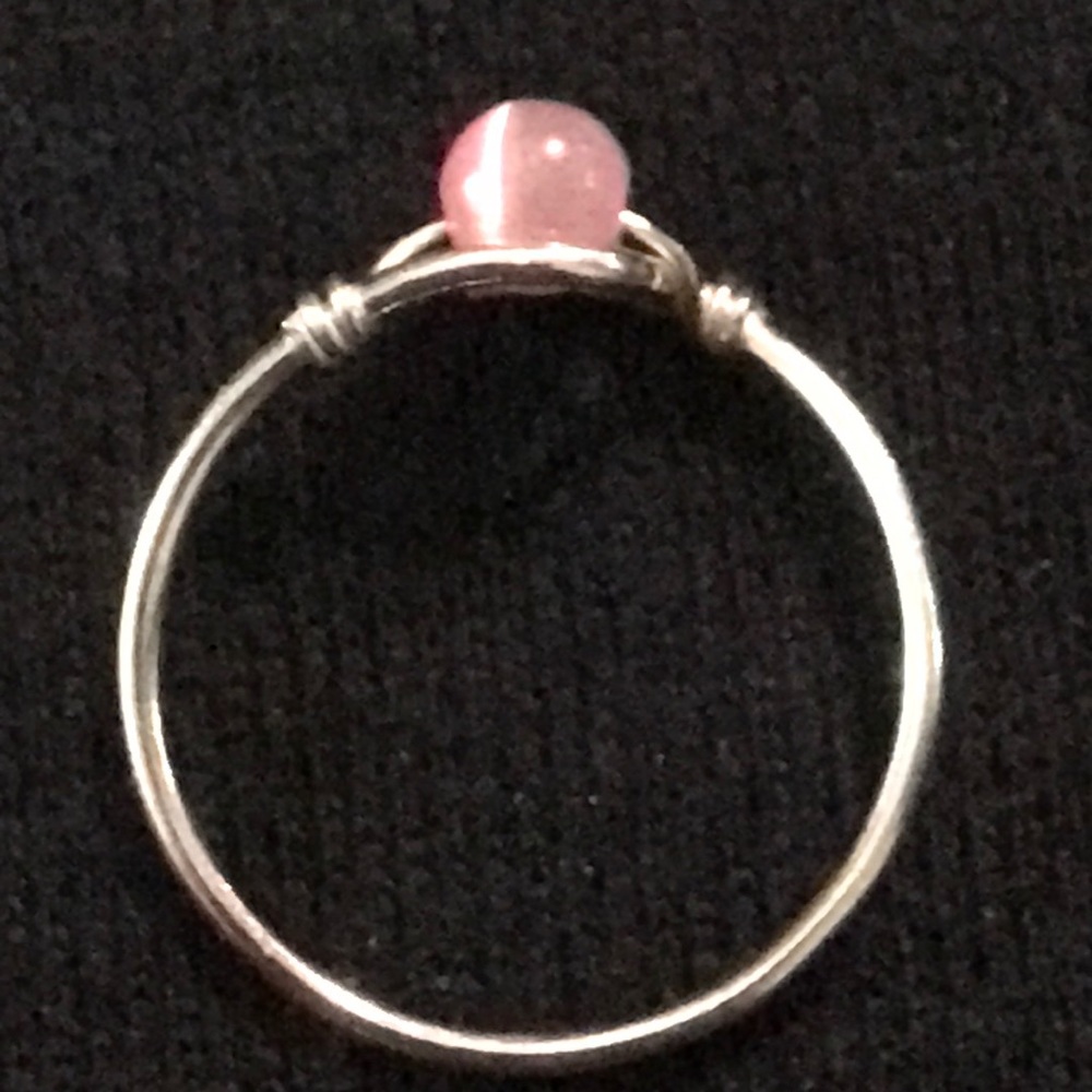 Cat’s Eye bead (Pink) Sterling Silver Ring - Picture 3 of 5